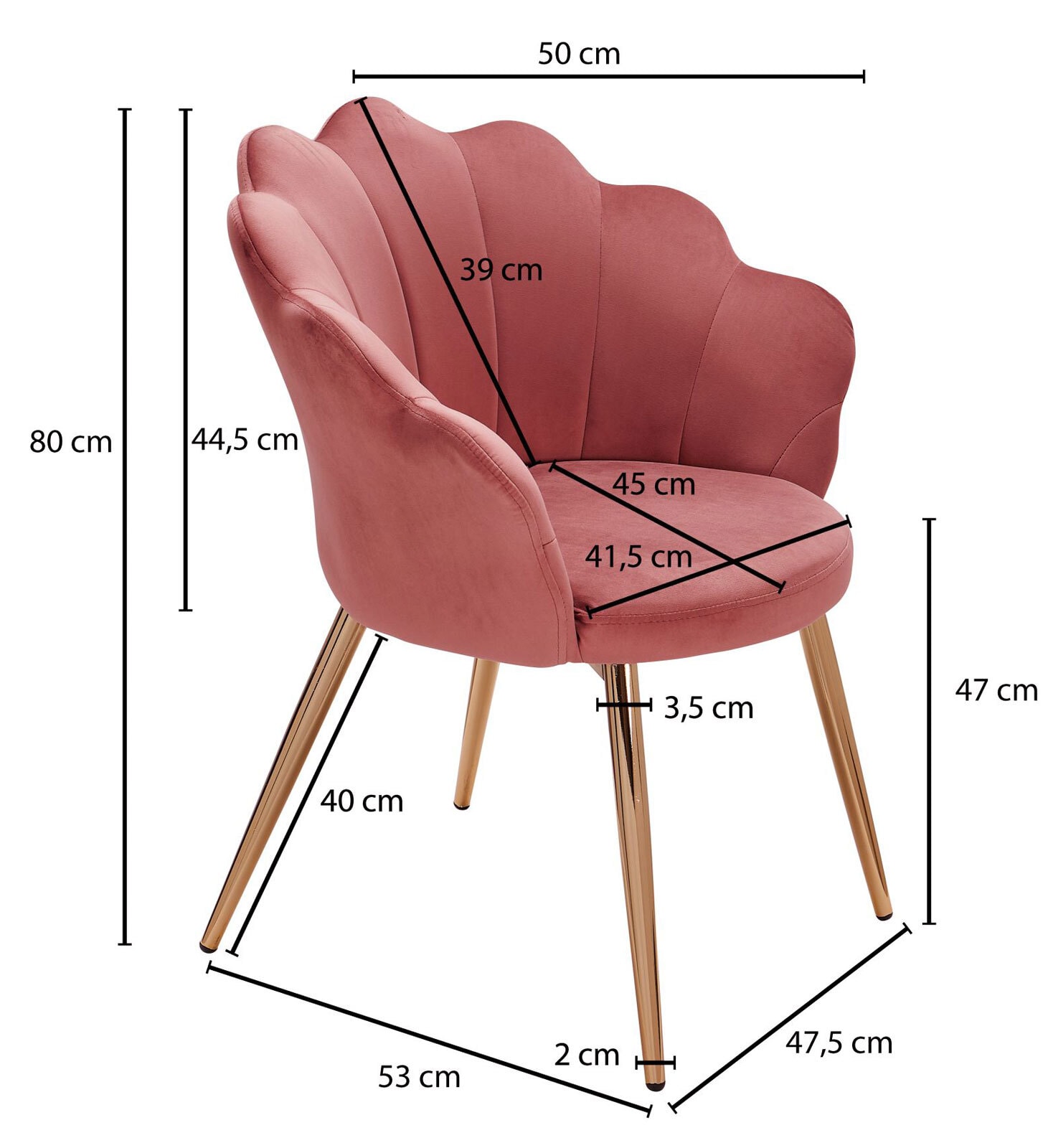 Sessel Tulpe Samt rosa