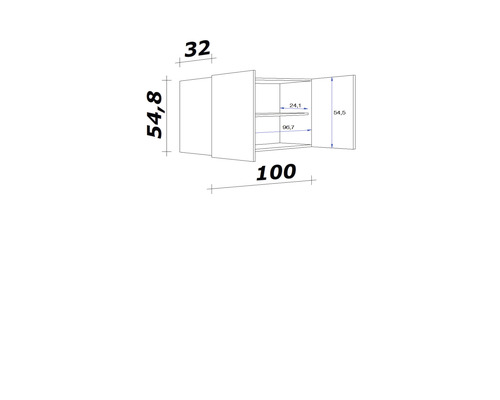 Flex Well wandkast Varo BxDxH 100 x 32 x 54,8 cm wit mat gedemonteerd scharnier links rechts