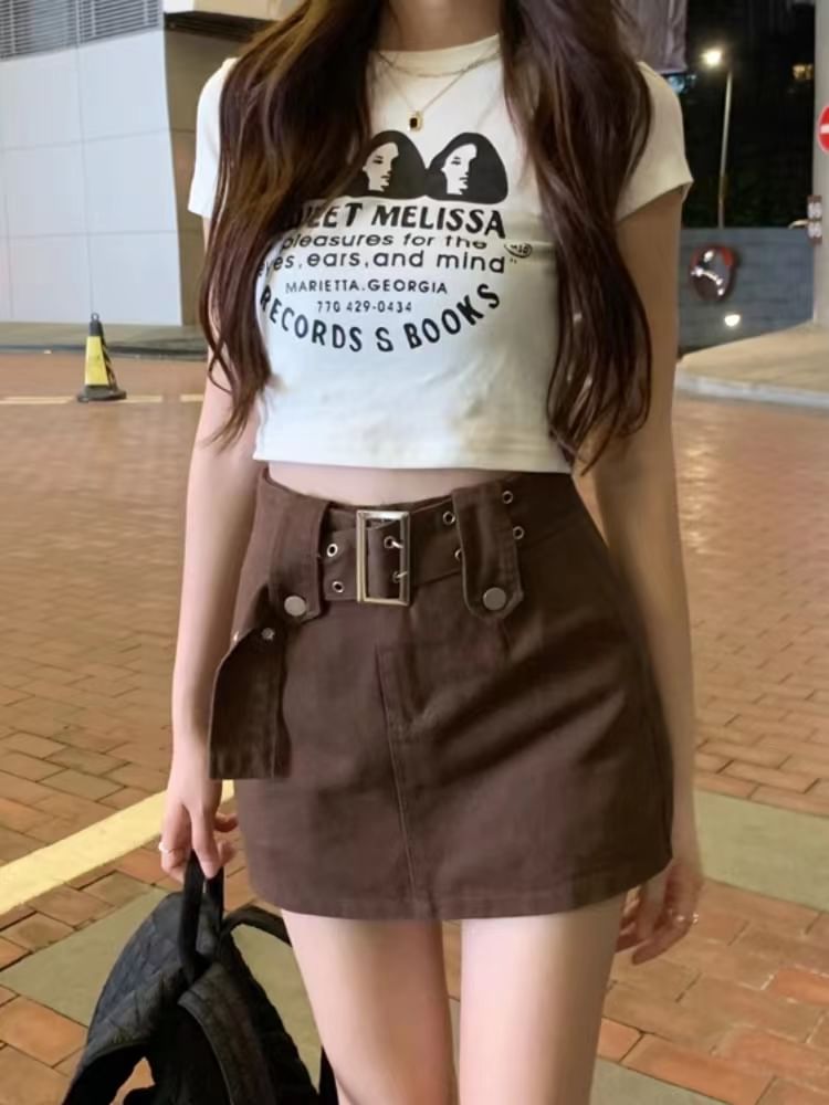 Eiffekee - Hoge taille effen skort