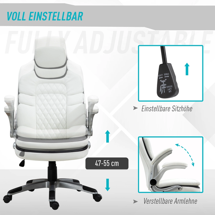 Vinsetto Bürostuhl höhenverstellbar weiß