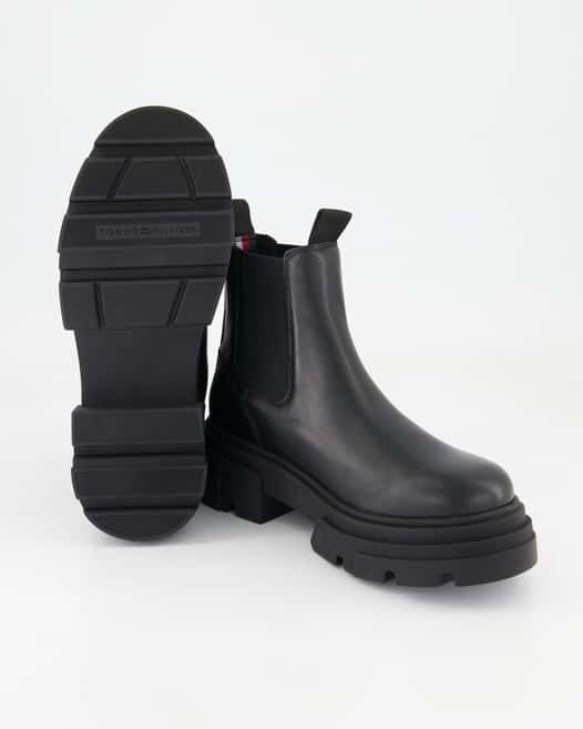 Tommy Hilfiger Combat Leather Low Chelsea Chelsea Boots in Schwarz