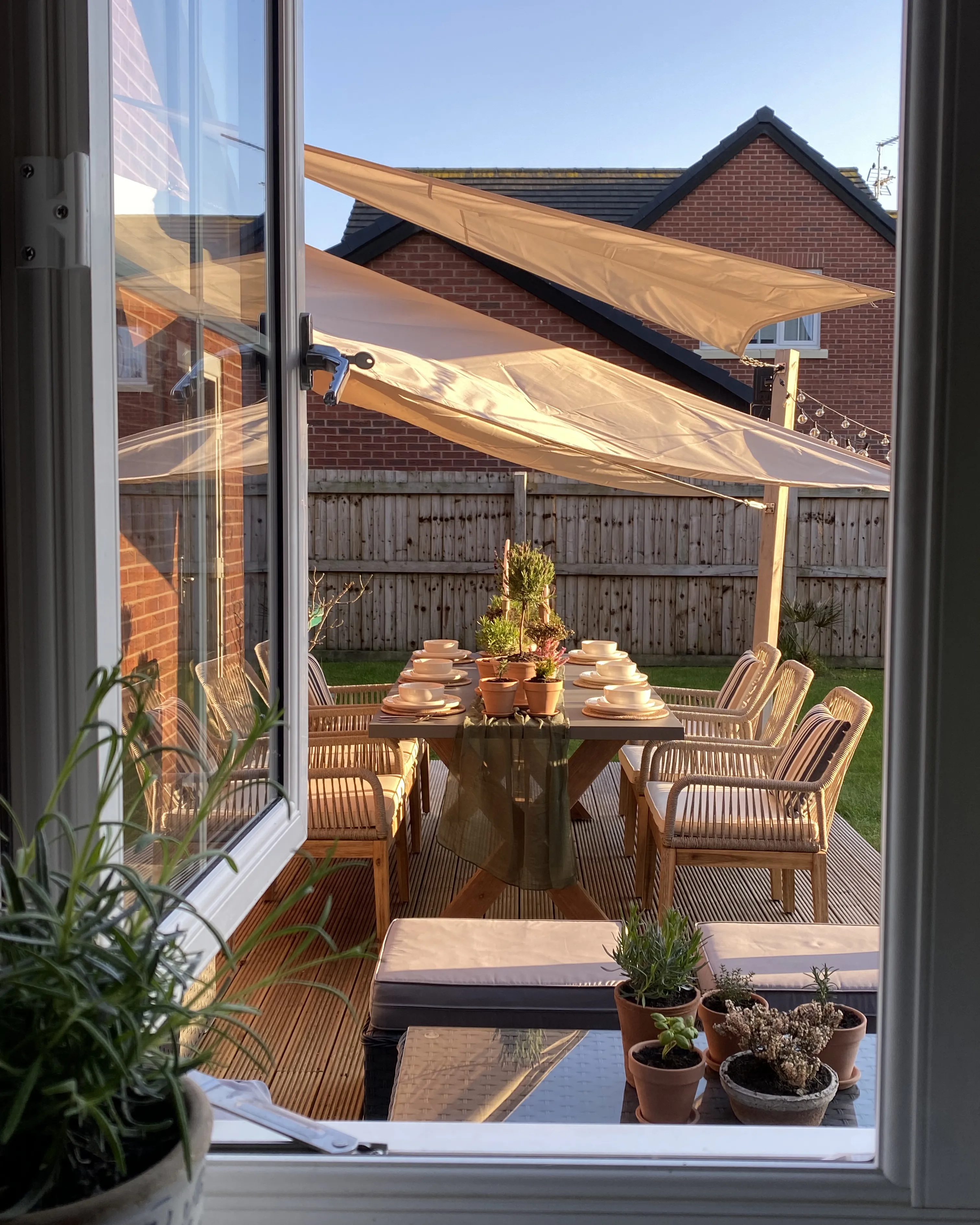 Tuinset 6-zits OLBIA met kussens Beton Beige