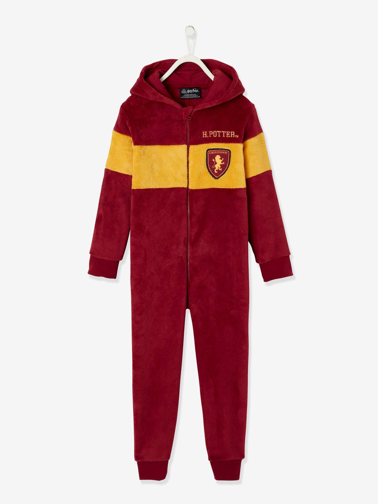 Macacão de lã Harry Potter para meninos, vermelho escuro liso com estampas.