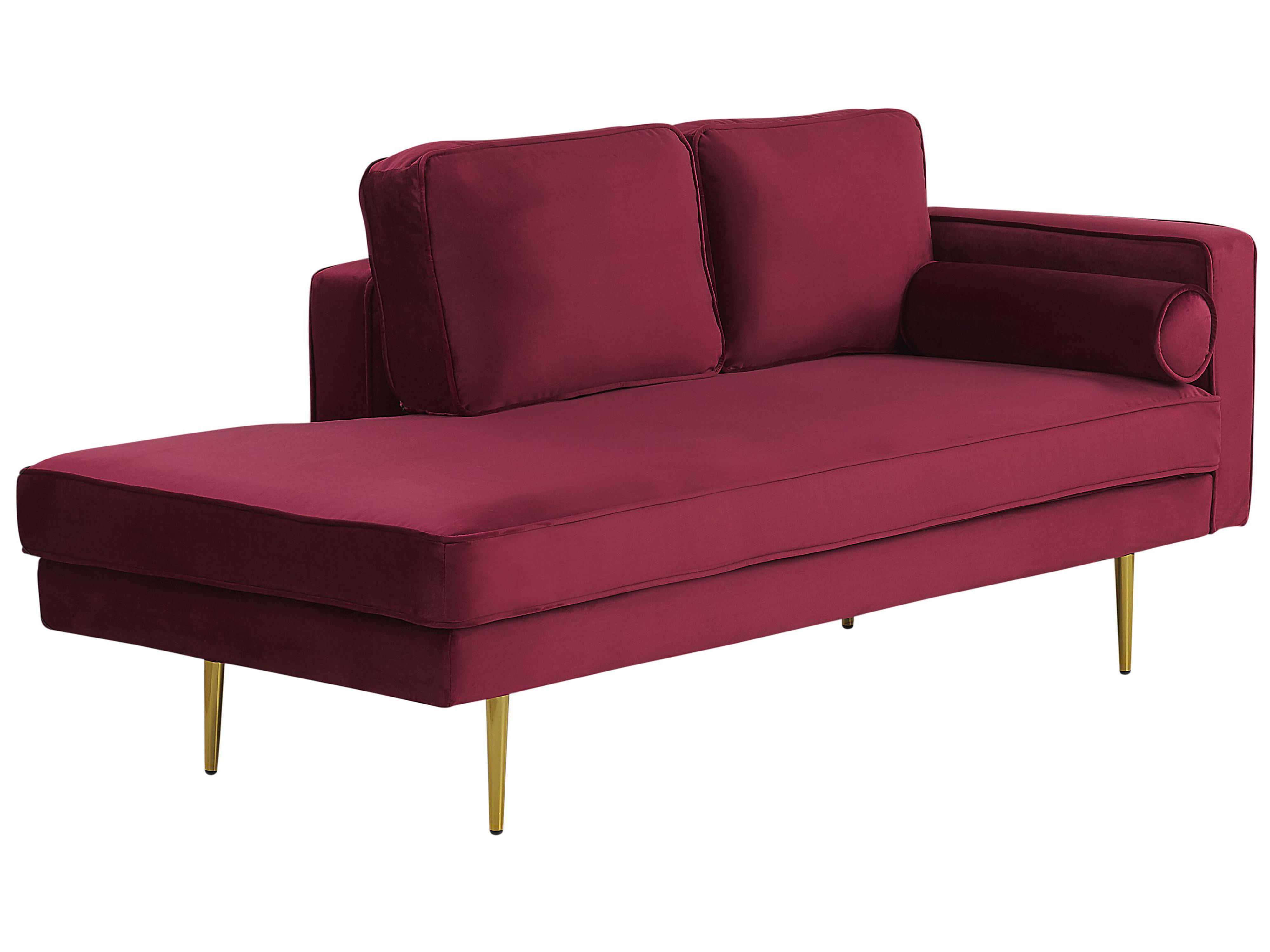 Rechtszijdige chaise longue MIRAMAS Fluweel Donkerrood