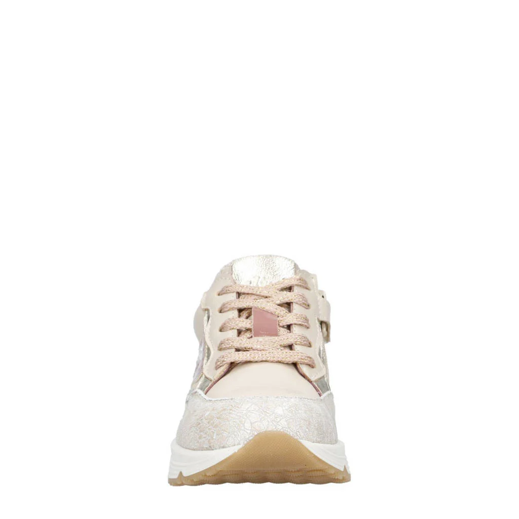 Clic! chunky leren sneakers ecru/roze