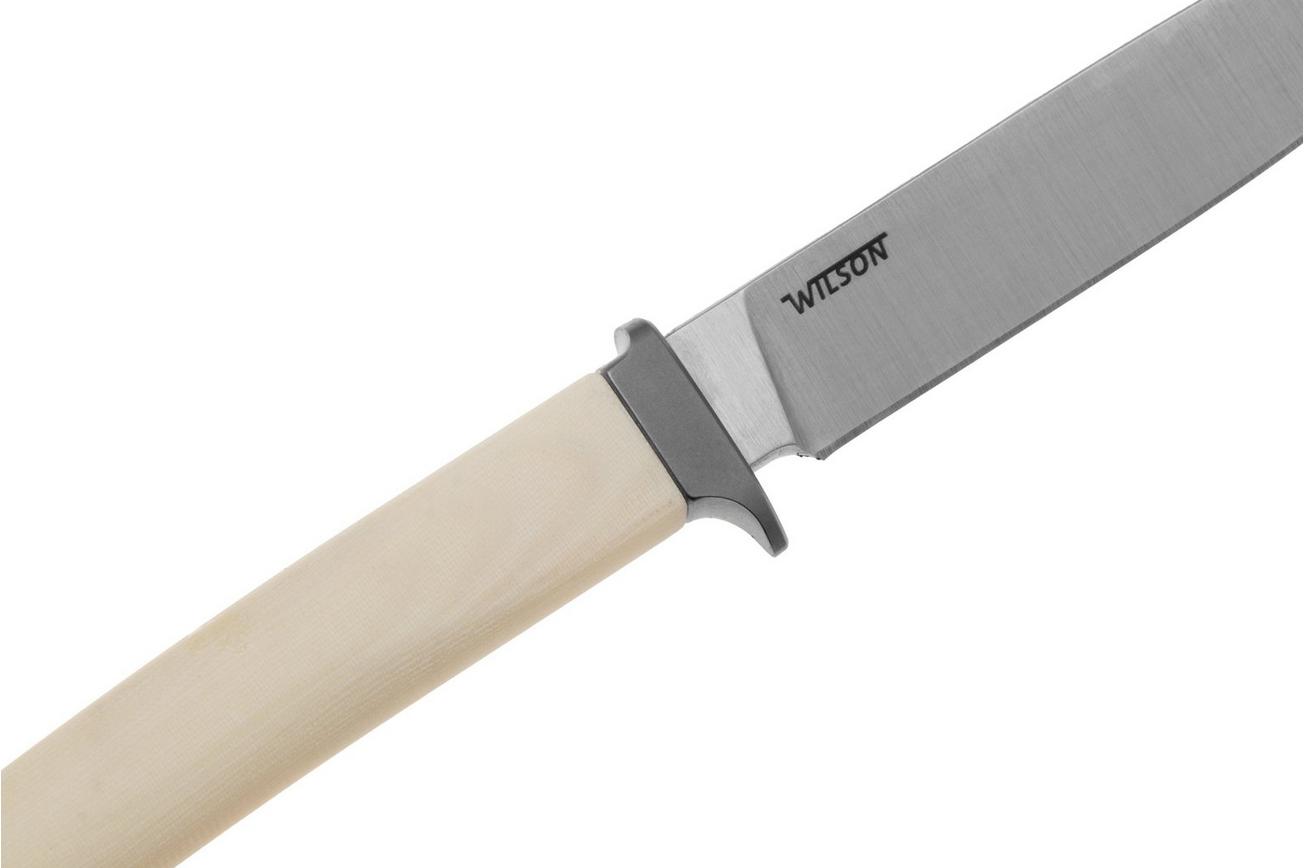 LionSteel Ago AG1-MW White Micarta, Titanium Guard, vaststaand mes