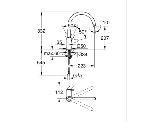 Grohe Quickfix keukenkraan START EDGE 2020 chroom 31369001