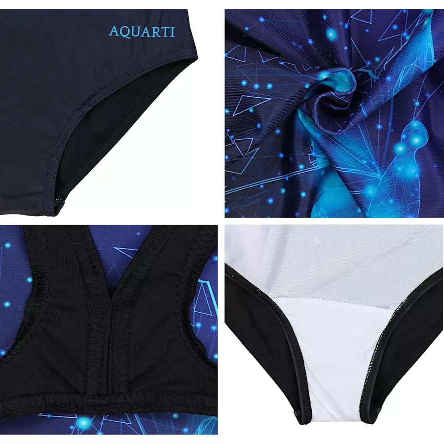 Aquarti Mädchen Badeanzug Chlorresistent Muscleback Wassersport schwarz Modell 1