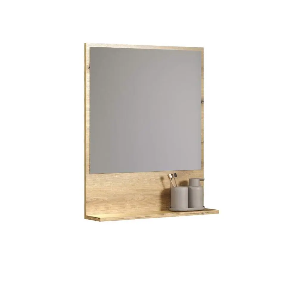 Hioshop PureBliss spiegel bad 60cm met plank eik decor