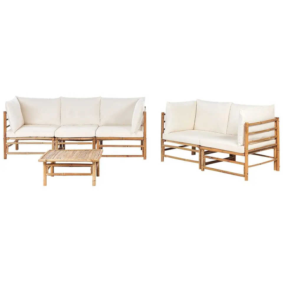 CERRETO - Loungeset 5-zits met salontafel - Wit - Bamboehout
