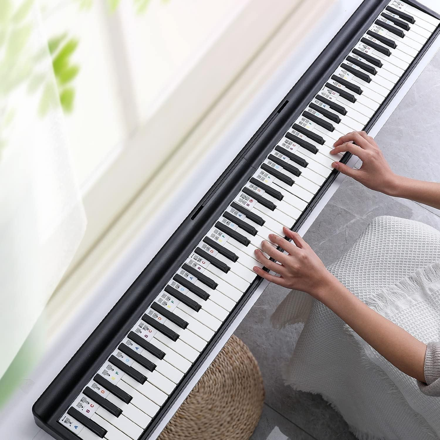 Silikon Klaviertasten Beschriftungs Auflage Keyboardnoten Schilder für 61 / 88 Tasten - Bunt