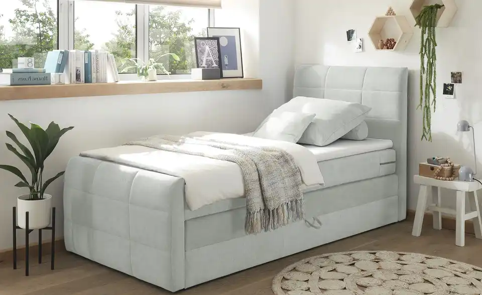 Boxspringbett Kuba 3 Hellgrau 120 cm