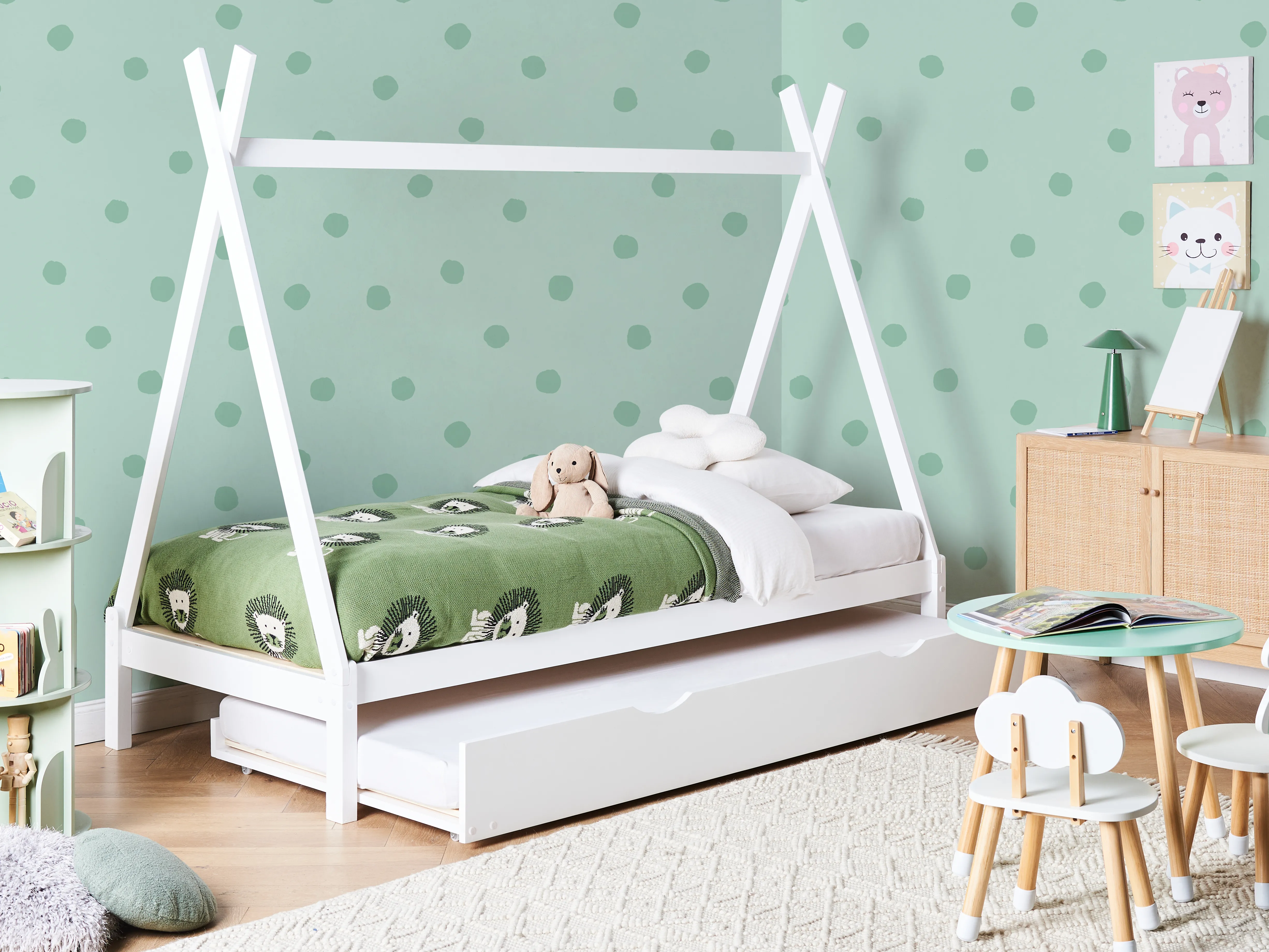 Kinderonderschuifbed Dennenhout TALMONTIERS 90 x 200 cm Wit