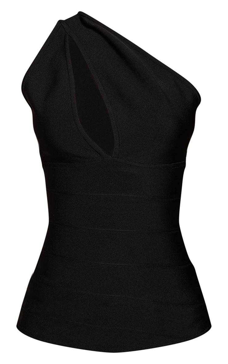 Noir Haut Asymétrique Bandage À Une Épaule