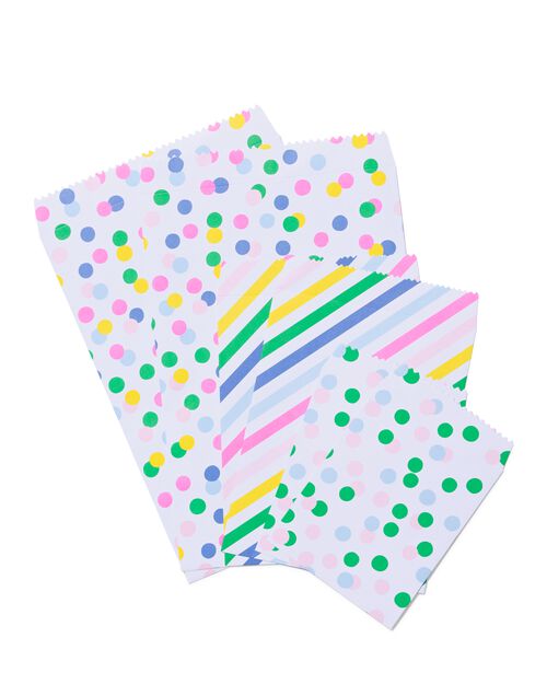 6 sacs cadeaux en papier 16x12/22x17/31x21 confetti