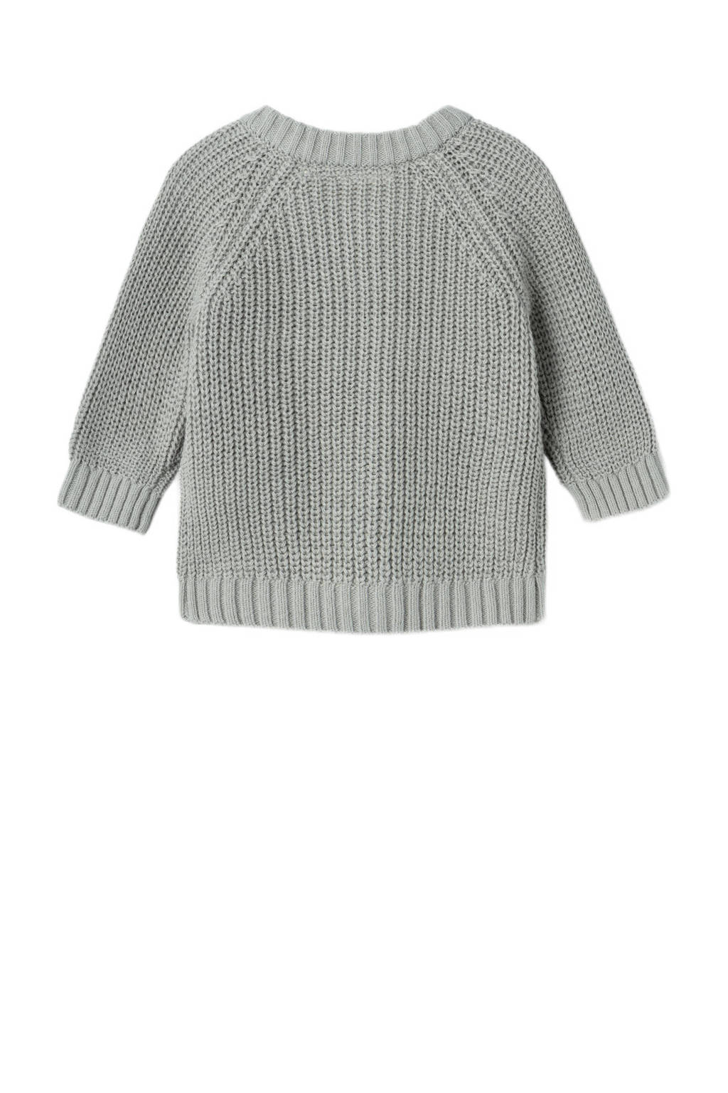 LIL' ATELIER baby gebreid vest NMNEMLEN lichtgrijs