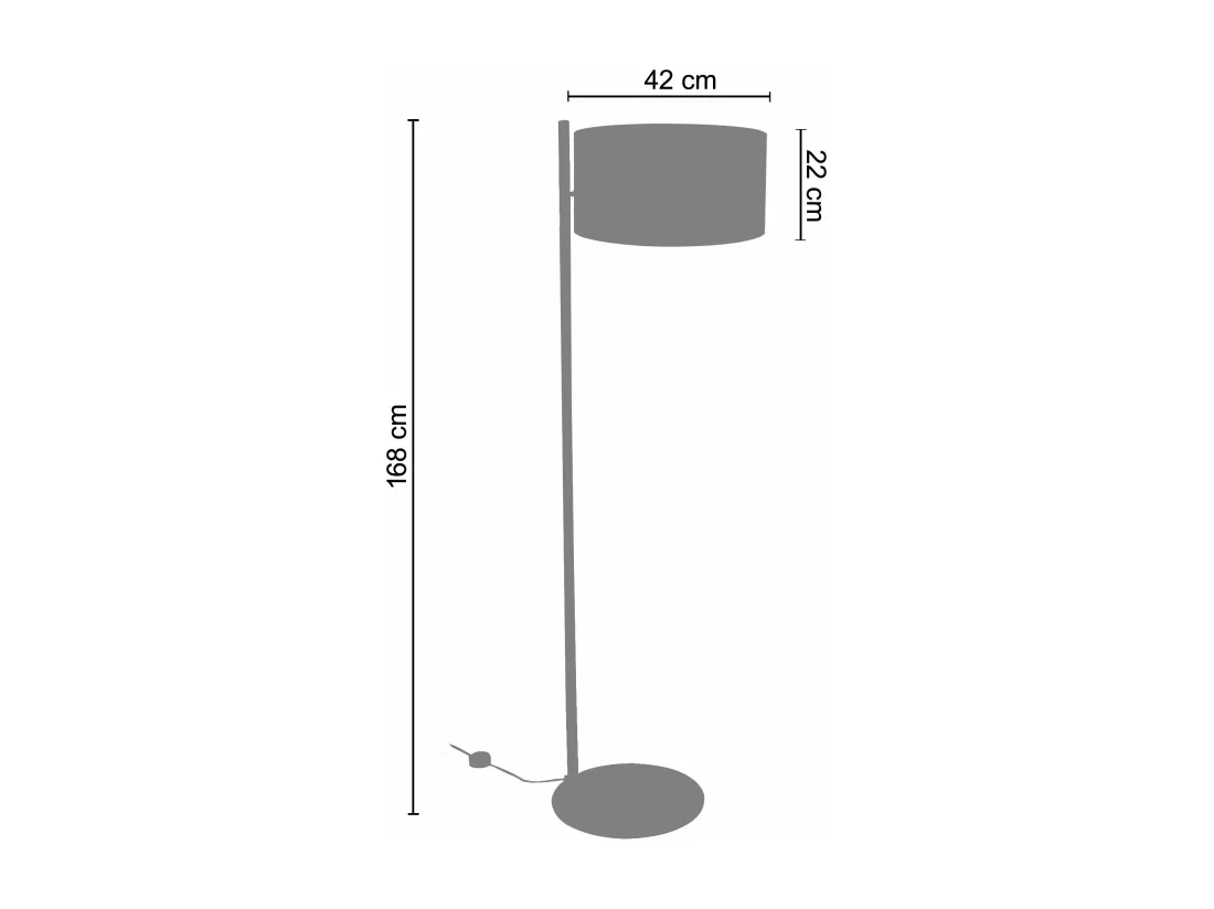 Lampadaire droit métal noir,naturel 168 cm.