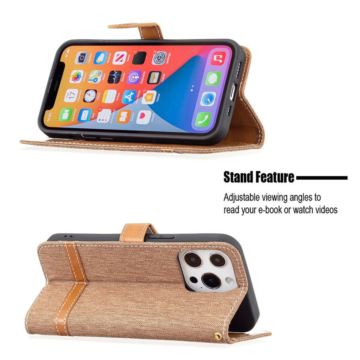 Hülle Handy Schutz für Apple iPhone 13 mini Case Cover Tasche Etuis Bumper Braun