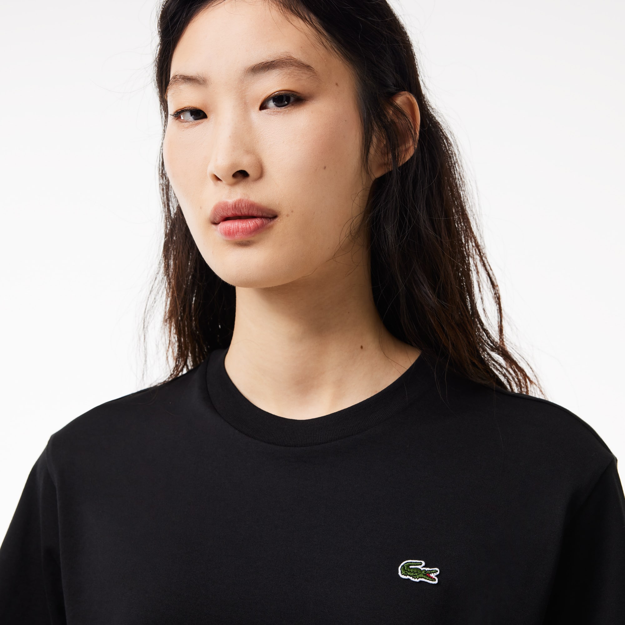 T-shirt relaxed fit en jersey de coton pima léger T-Shirts - Noir - Lacoste - Femme