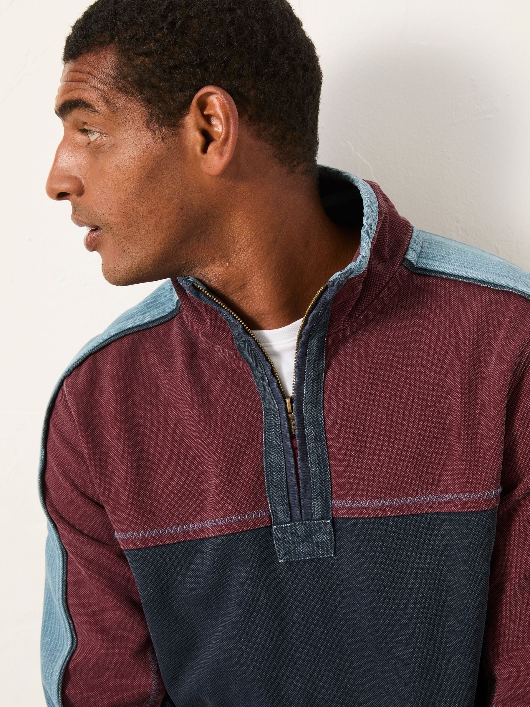 Marineblauw - FatFace - Sweater met panelen