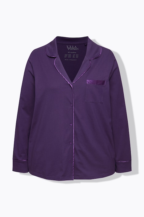 Pyjama, Satin-Piping, Reverskragen, Langarm