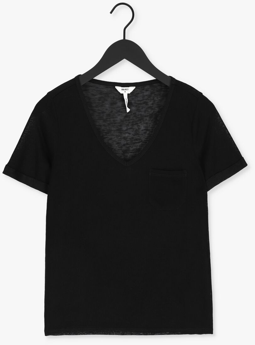 OBJECT zwarte object t-shirt objetessi slub s/s v-neck noos
