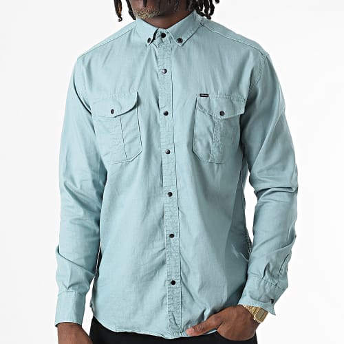 Chemise Manches Longues W-323 Bleu Vert Clair