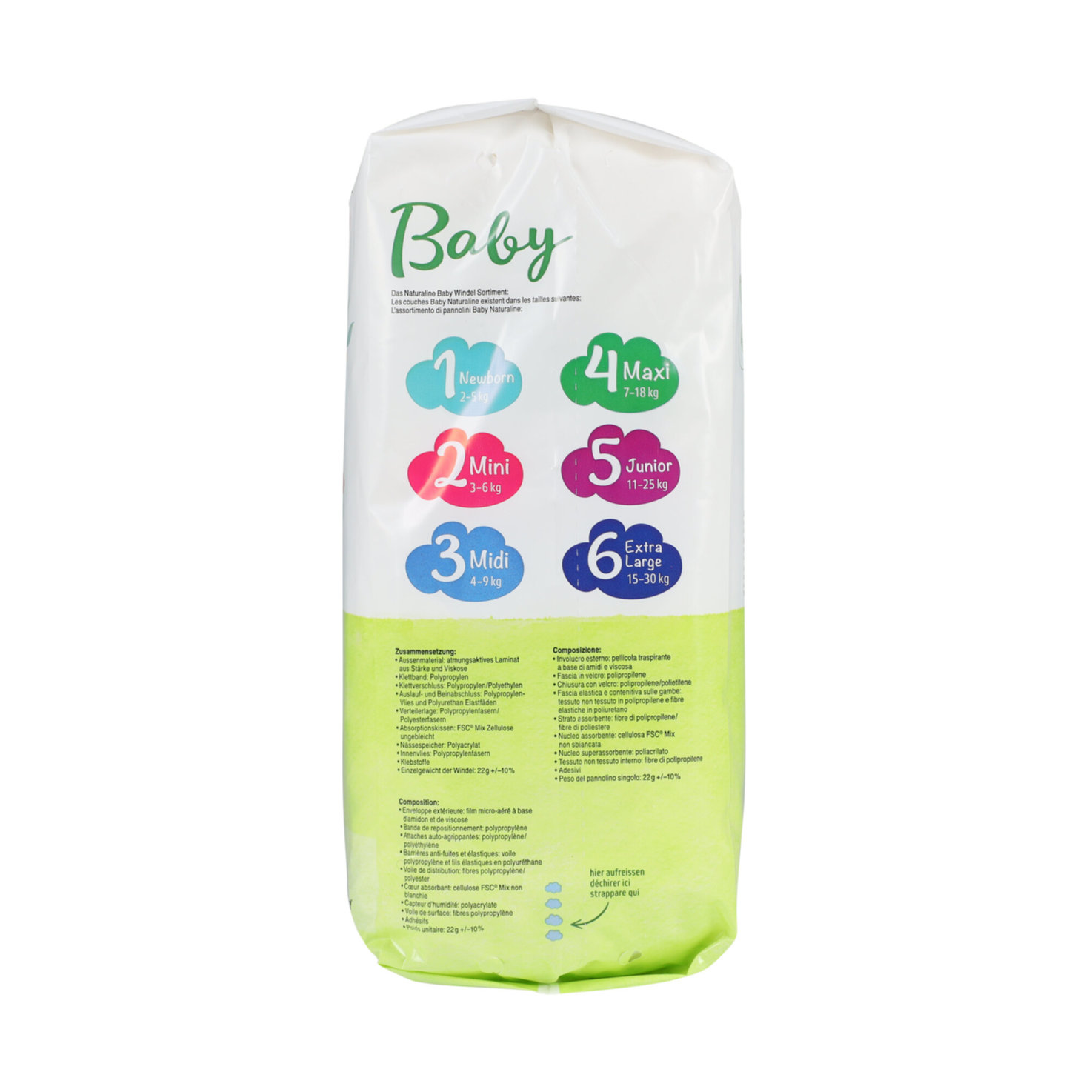 Naturaline Baby Grösse 1 Newborn, 2-5kg, 27 Stück