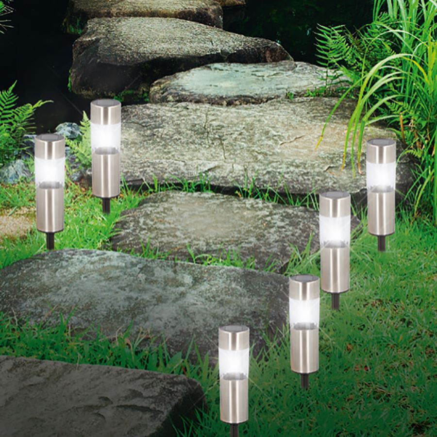 LED-Solar-Gartenleuchten 6er-Set Warmweiß