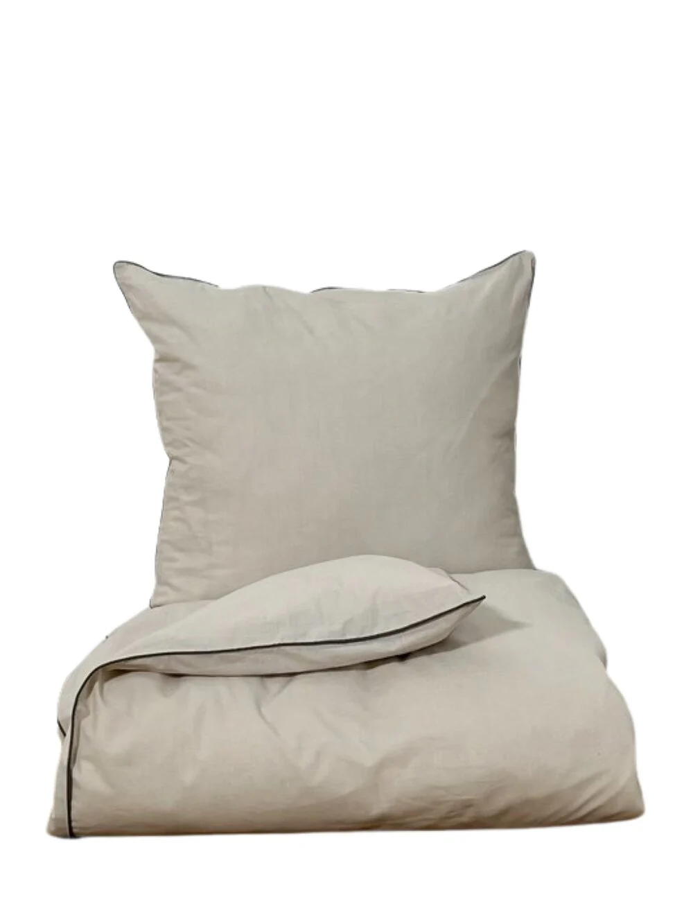 Omhu  Chambre sengetøj med Piping - Sand/oliven piping