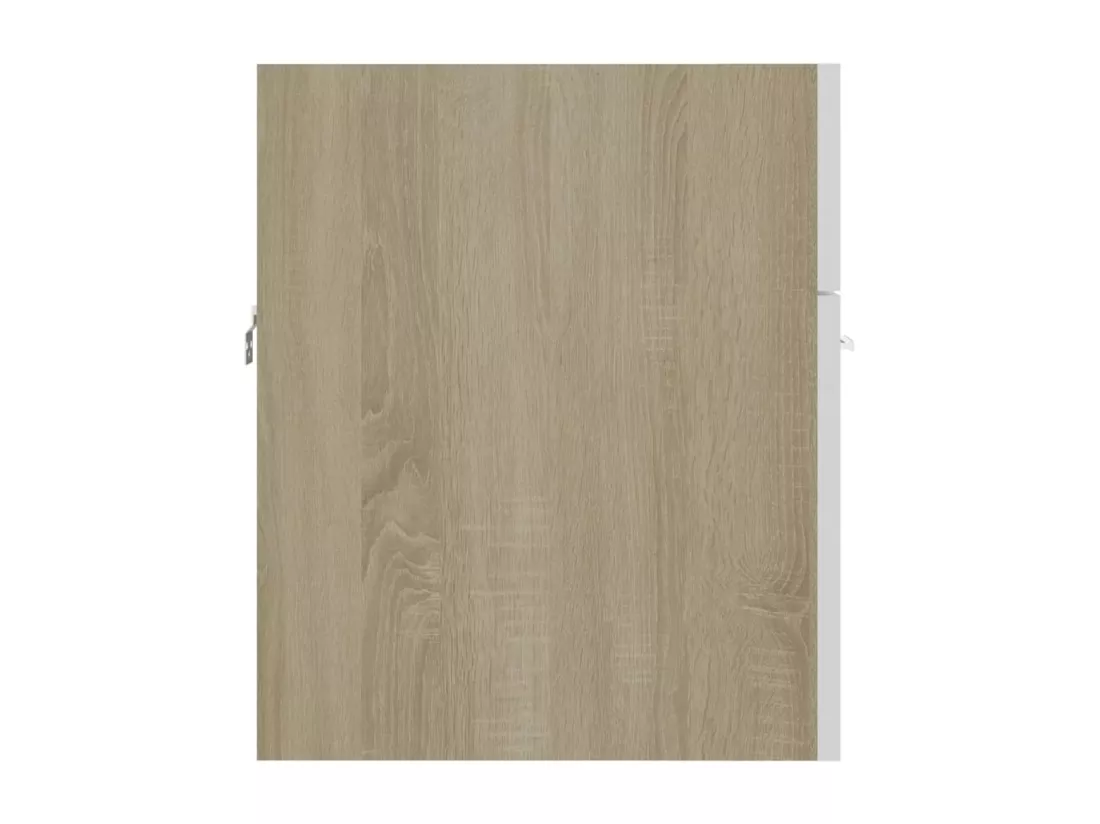 Armoire d'évier Blanc et chêne sonoma Bois d’ingénierie