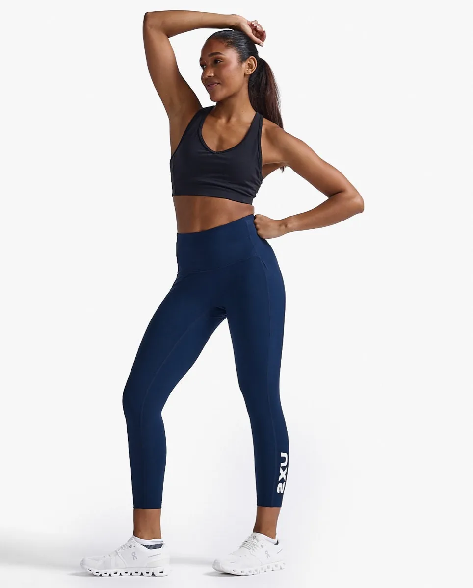2XU Women's Form Stash Hi-Rise Compression 7/8 Midnight/White