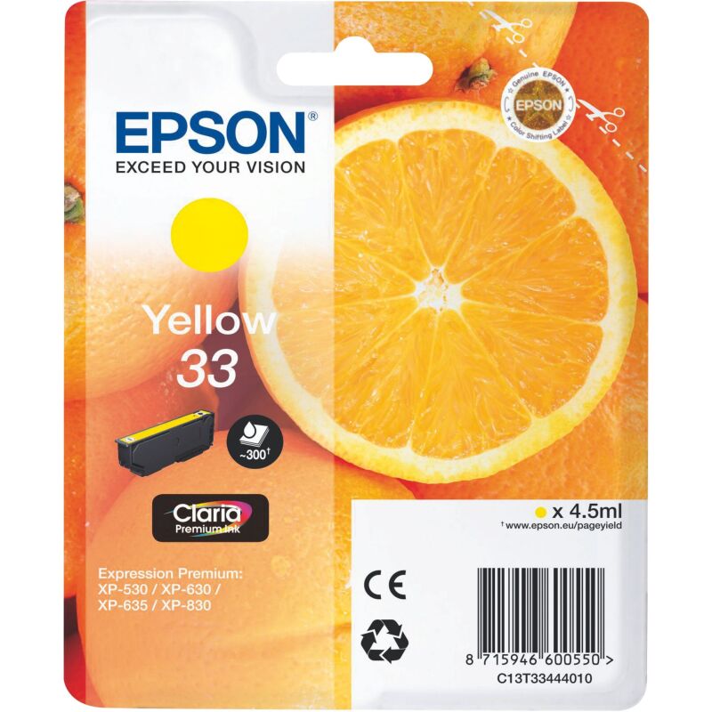 Epson 33 cartouches couleurs séparées pour imprimante jet d'encre