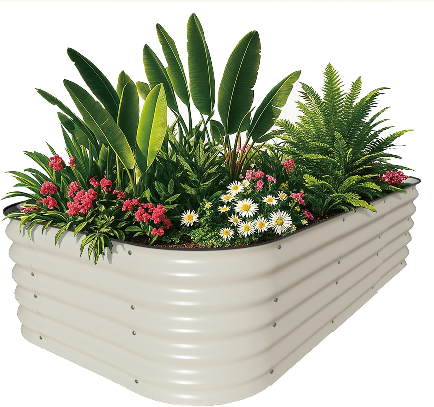 Hochbeet Metall, Pflanzbeet Hochbeete für Garten, 240 x 60 x 43 cm Hochbeet aus verzinktem Stahl mit stabilem Design, Rostschutz und Langer Haltbarkeit – Ideal für Gemüse, Einfacher Aufbau (Weiß)