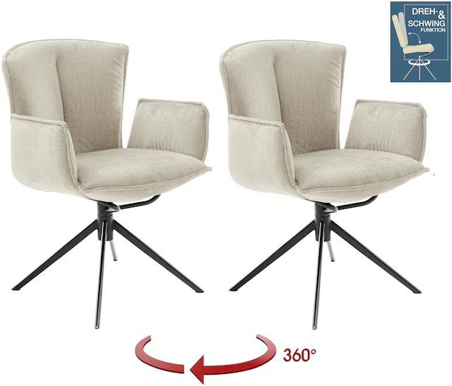MCA furniture 4-Fussstuhl »NALON Esszimmerstuhl (2er Set) - Stuhl« (Set) 2 Stk.360° drehbar, Schwingfunktion, Metall, Veloursoptik, belastbar 120 kg