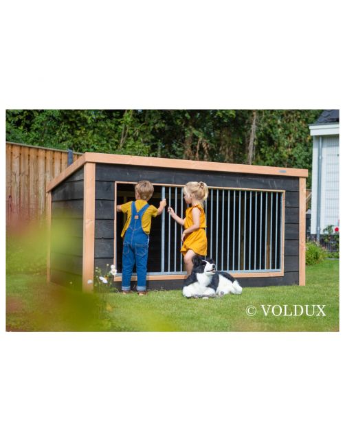 Voldux Hondenkennel Reno - Hondenhok - 260x130x132 cm Zwart