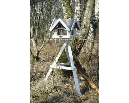 DOBAR driepotige vogelhuisjesstandaard, ca. 60x60x90 cm, wit geglazuurd, vogelhuisjespaal, voederbakstandaard