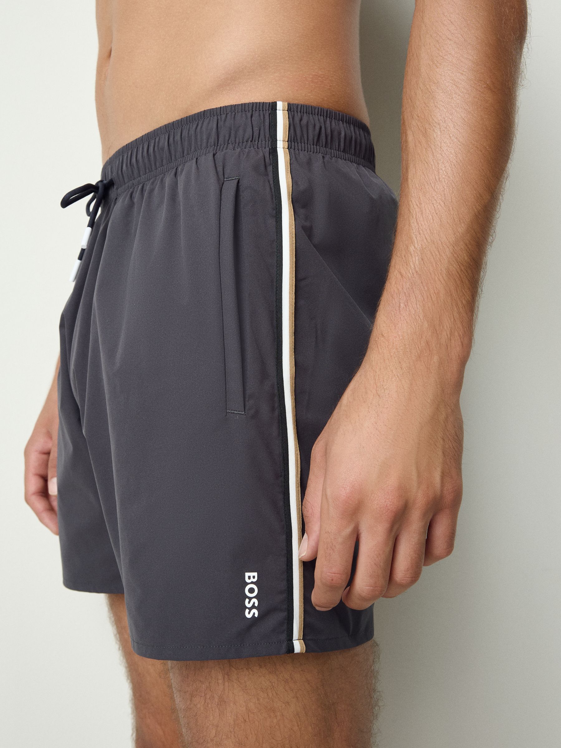 Lichtgrijs - BOSS Iconic Side Stripe Swim Shorts