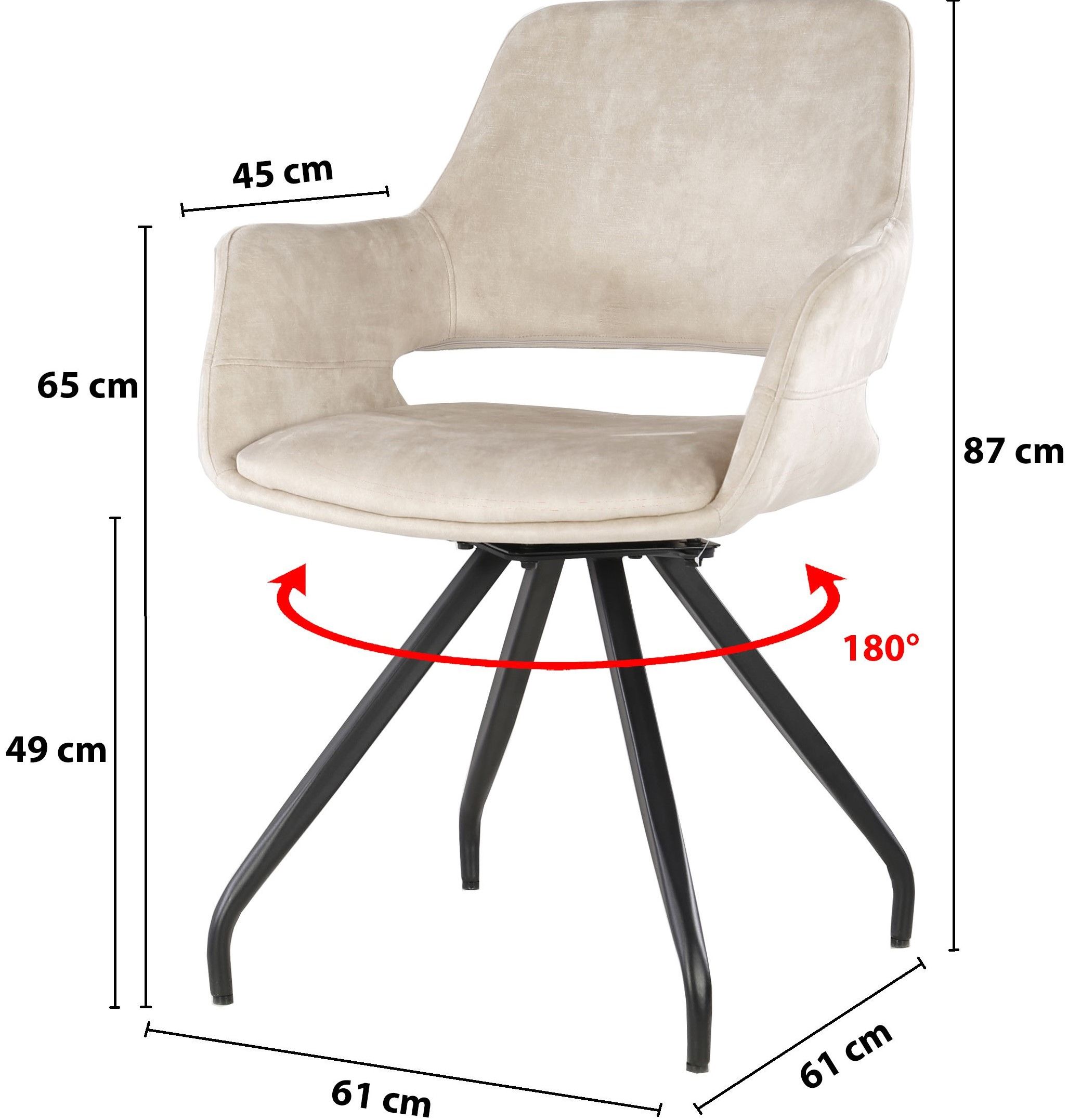 Eetkamerstoel Beige Velvet Capp B61 x D61 x H87 cm