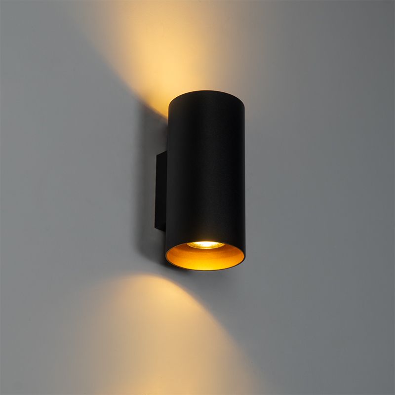 Design wandlamp zwart met goud GU10 50mm - Sab