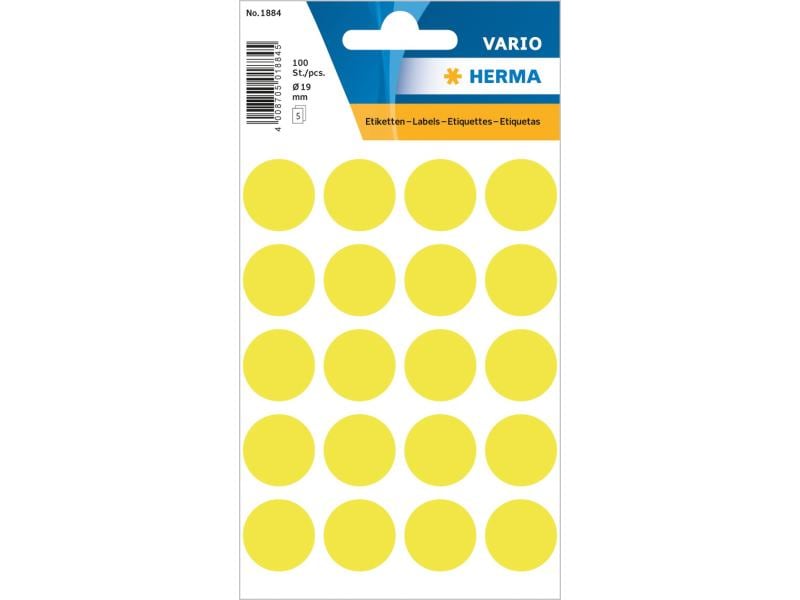 Herma Stickers Klebepunkte Vario Ø 19 mm, Neongelb Markierungspunkte Sticker