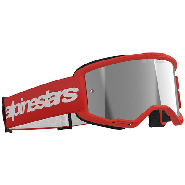 Alpinestars - Masque Vision 3 Wordmark Mirror Rouge / Blanc / Argent