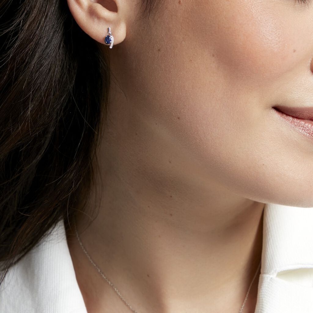 Bijoux D'oreilles Emotion Or Blanc Saphir Diamant