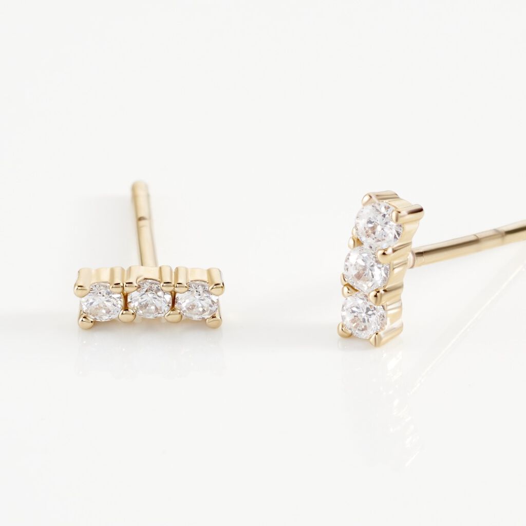 Boucles D'oreilles Puces Plaqué Or Jaune Alodia Oxydes De Zirconium