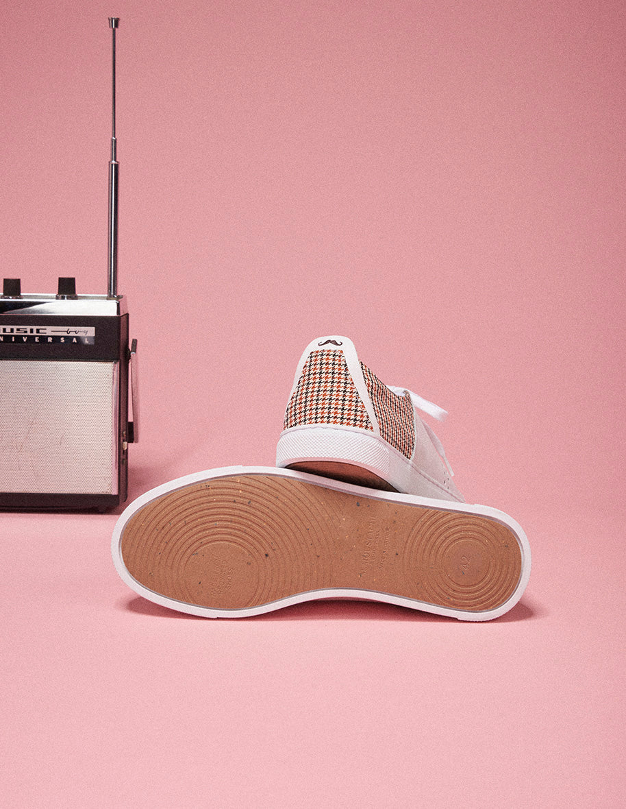 Baskets basses Renée - Cuir blanc et PDP marron