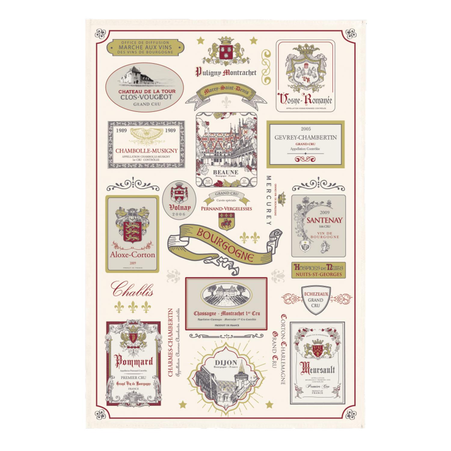 Torchon multi-étiquettes bourgogne