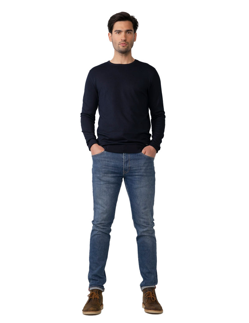 PETROL IND PULL HOMME EN MAILLE COL ROND MIDNIGHT NAVY