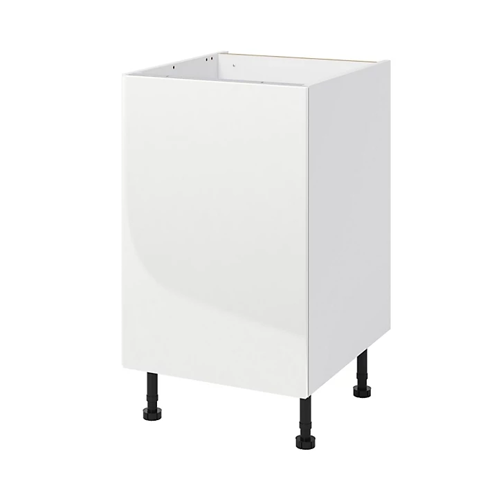 Meuble bas de cuisine avec 1 porte GoodHome Stevia blanc brillant L. 50 x H. 72 cm