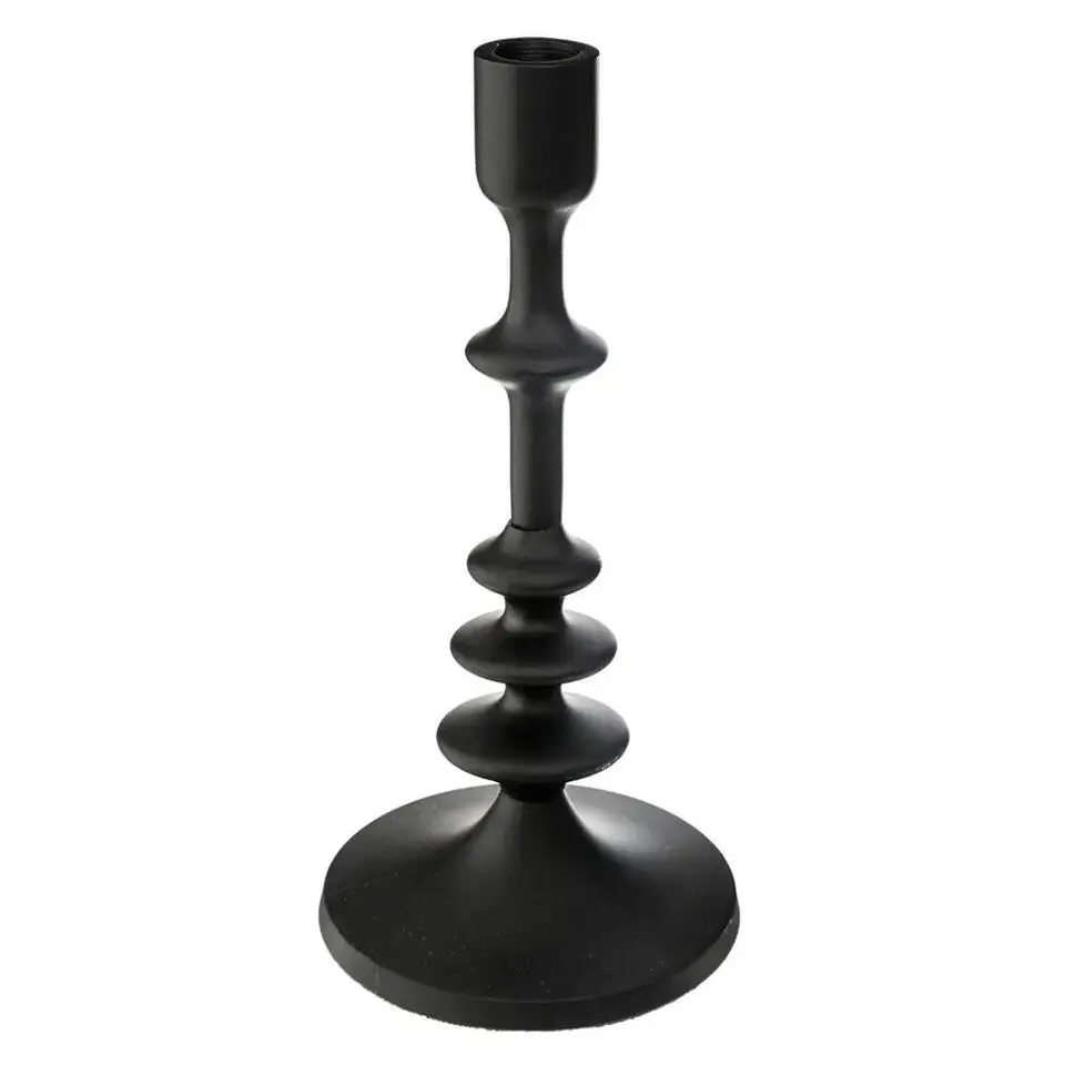 Atmosphera kaarsen kandelaar - dinerkaarsen - zwart - H26 cm