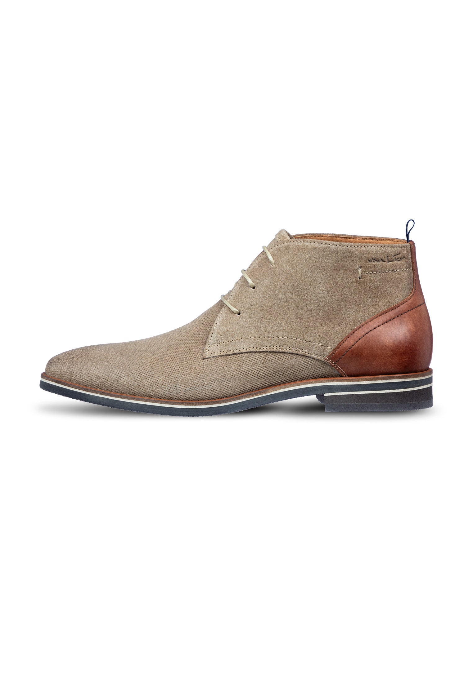 Taupe suède Amalfi halfhoge veterschoen